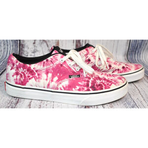 VANS Off The Wall Shoe US Missy 5 Pink/White Tie Dye 721356 Skater Lace up